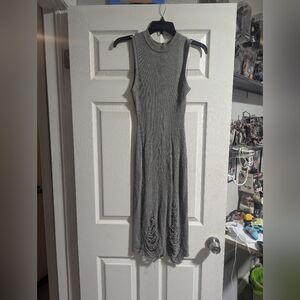 Say What? Gray Sleeveless Mock Neck Midi Dress